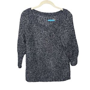 Alice + Olivia | Oversized Black Silver Metallic Knit Sweater XS